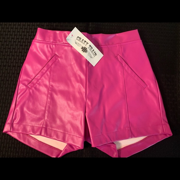 Hot Pink Leather Shorts